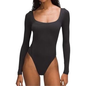 Lululemon Wundermost Ultra-Soft Nulu Square-Neck Long-Sleeve Bodysuit Black XS